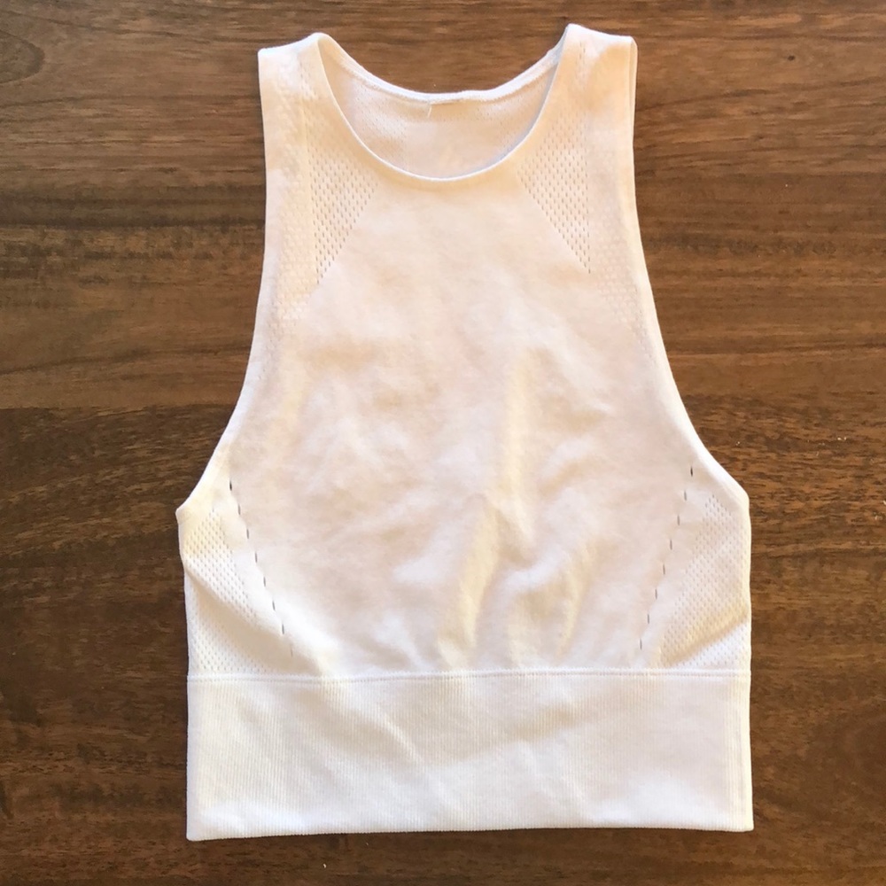 Adidas wrap knit crop tank, white